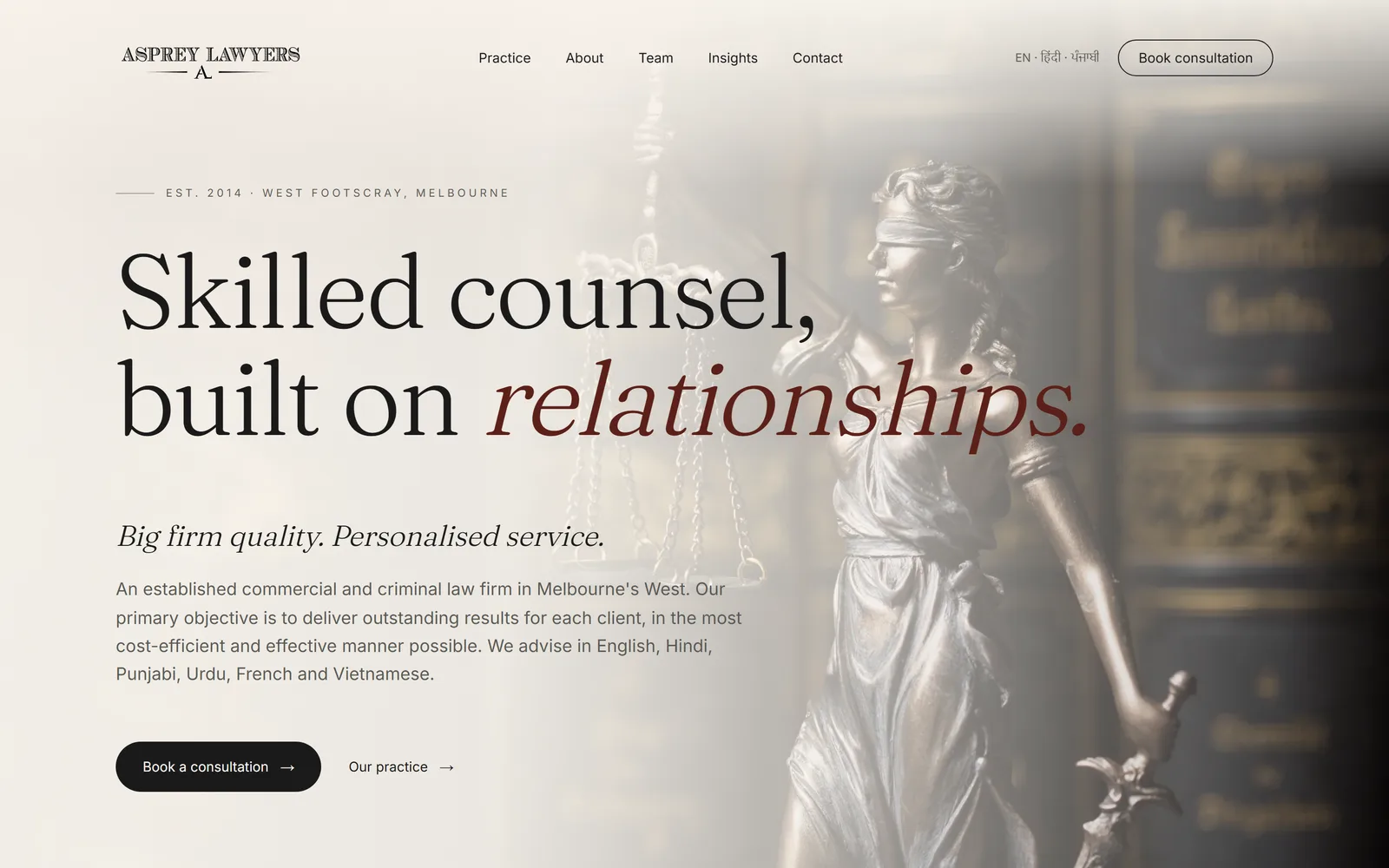 Asprey Lawyers, a Melbourne law firm site in six languages